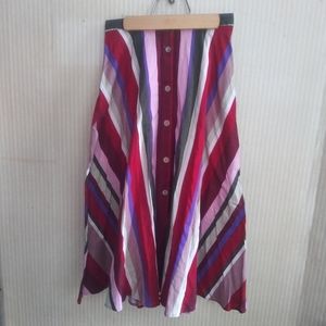 Pretty Striped Long A-line skirt Button down